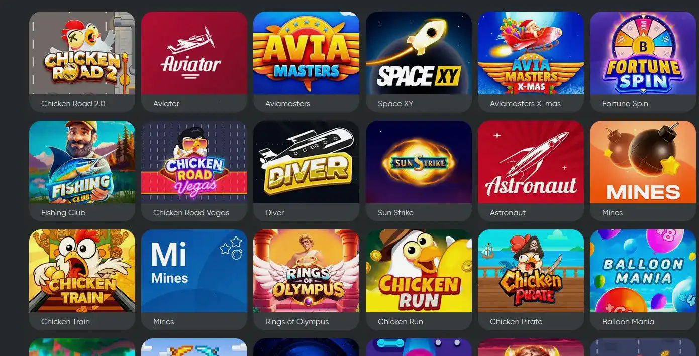 Главный экран телефона с играми онлайн казино, мобильная версия